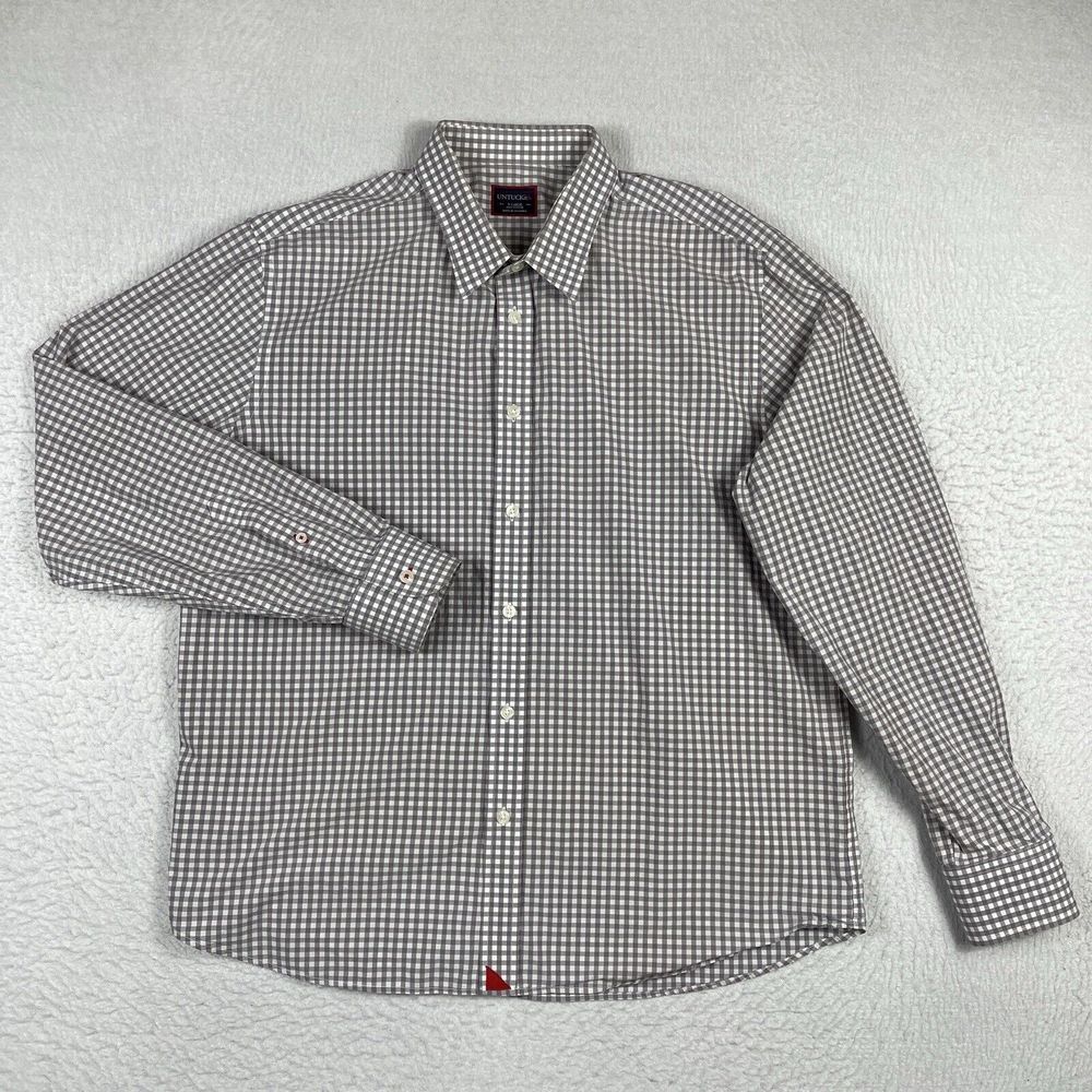 Untuckit Shirt Mens XL Purple Gray Plaid Preppy Casual Workwear Everyday Office